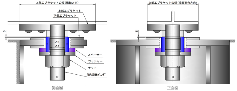 縦型緩衝ピン 寸法図