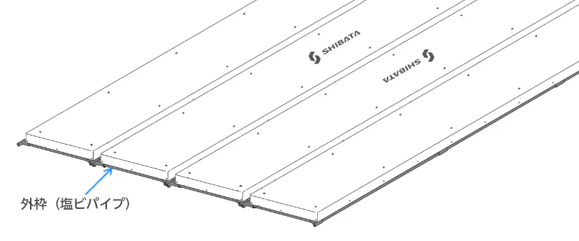 天蓋システムαの外枠（塩ビパイプ）の図