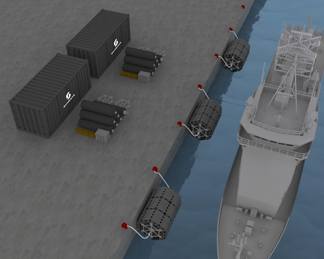 応急岸壁の臨時防舷材としての使用イメージ