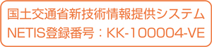 国土交通省新技術情報提供システム NETIS登録番号：KK-100004-VE